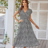 Vintage Print Chiffon Dress Women Casual Ruffles Long Bohemian Party Beach Summer Dress Women Sundress Female Vestidos
