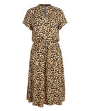 Bohemian Leopard Print Shirt Dress Women Casual Midi Holiday Summer Dress Female A-line Loose Women Beach Dress Vestidos
