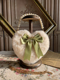 Darianrojas Original Lolita Love Heart Plush Hand-Carrying Bag Bow Cute Pearl Chain Plush Bag JK Bag