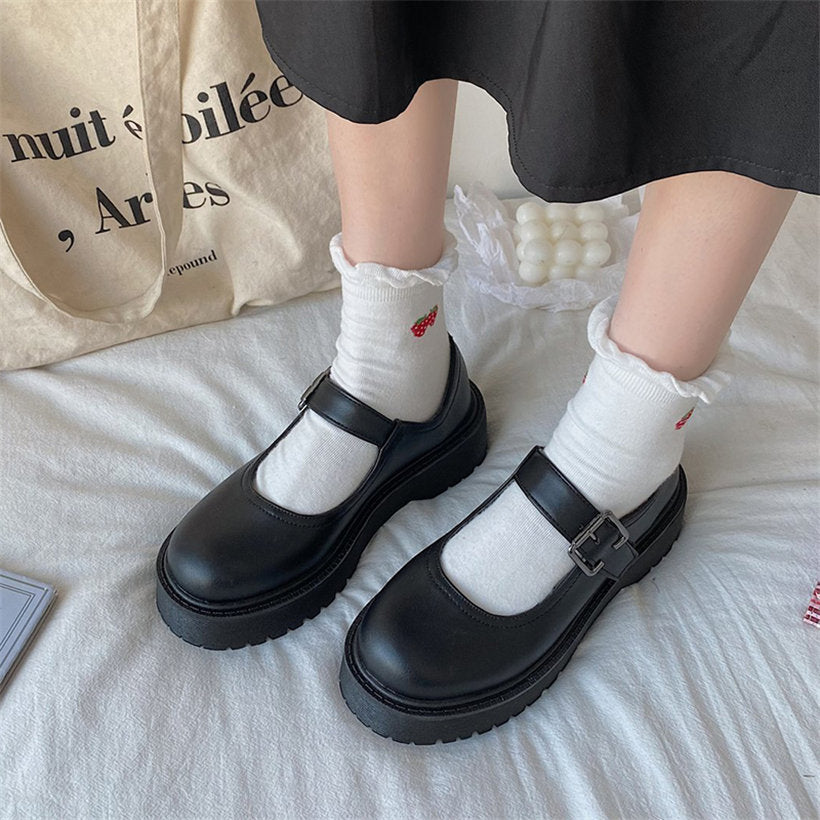Darianrojas Mary Jane Shoes For Women Spring Chunky Platform Ankle Strap Pumps Woman Thick Bottom Lolita Shoes Cute Harajuku Shoes