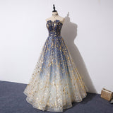 Evening Dress Strapless A-line Formal Dress Bling Bling Performance And Banquet Evening Dresses Long