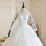 Full Sleeve Muslim Lace Wedding Dresses With Big Train New Luxury Ball Gown Wedding Dress