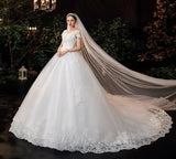 Wedding Dress  Luxury Full Sleeve Sexy V-neck Bride Dress With Train Ball Gown Princess Classic Wedding Gowns