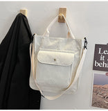 Darianrojas Corduroy Bag for Women Shopper Bag Designer Handbag Autumn and Winter Girls Student Bookbag Female Canvas Shoulder Tote Bag