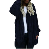 Plus Size Women Winter Warm Coat Jacket Outwear Ladies Cardigan Coat Double Sided Velvet Hooded Coat New Fashion Simple