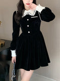 Darianrojas Black Vintage Y2k Mini Dress Gothic Kawaii Lace Short Party Dress Woman Spring One Piece Dress Korean Fashion Design Chic