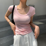 16 Colors Summer Women T Shirt Girls T-Shirt Woman Clothes Tops Y2k Cotton Slim Tshirt Female Short Sleeve Crop Top Tee Sexy