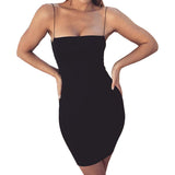 Black Sexy Dress Women Summer Spaghetti Strap Dresses Female High Waist Sheath Club Dress Short Mini Sleeveless Vestidos