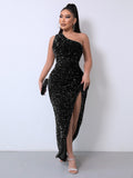 Fashion Dress For Women Party Dresses Sparkly Elegant Sexy Glitter Sequin Prom Gown Ouftits Long Ribbons For Party