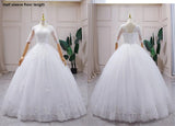 Luxury Lace V Neck Ball Gown Wedding Dresses Short Sleeve Princess Illusion Applique Bridal Gowns