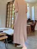Elegant Dresses for Women  Summer New Solidr Chiffon Long Dresses Fashion LOOSE Short Sleeve Vintage Robe Casual Streetwear