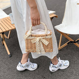 Darianrojas Straw Bags for Women Square Handbags Summer Rattan Shoulder Bags Handmade Knitted Storge Small Totes Bag New Fashion