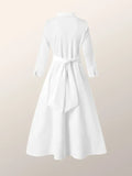 Dresses for Women Spring Summer Lapel Solid Strap Long Sleeve Dress White Dress Women Clothing Streetwear Evening Dresses