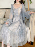 Darianrojas French Vintage Midi Dress Women Lace Elegant Princess Party Fairy Female Summer Wedding Victorian Dress traf платье robe