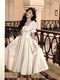 French Vintage Burgundy Evening Party Dress Women Summer Elegant Romantic Prom Vestidos Korean A-line Graduation Dresses