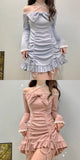 Korean Style Party Mini Dresses Women Japanese Off Shoulder Sexy Kawaii Dress Female Long Sleeve Lace Kawaii Lolita Dress Autumn
