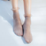Darianrojas Velvet Woman Socks Ultra-thin Transparent Lace Frilly Ruffle Socks Women Fashion Summer Japane Style Harajuku Retro Long Socks