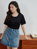 Solid V-Neck Women T-shirt Temperament Simple Short Sleeve Summer  Versatile Slim Top For Women Female Round Neck Tees