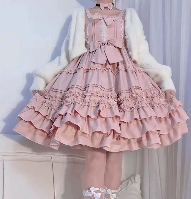 Darianrojas Pink Victorian Sweet Kawaii Blue Lolita Berlin Girl Lolita Cute Vintage Jsk Sleeveless Bow Lace Princess Tea Party Dresses