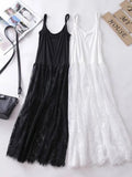 Modal Patchwork Lace Camisole White Bottom Skirt Dress High Waist Sleeveless Mesh Pleated Slip Dress Petticoat Autumn And Summer