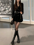 Solid Y2K Knitted Dress Women Long Sleeve Elegant Party Mini Dress Female Casual Korean Fashion Slim Sweater Dress Winter