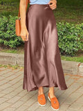 ZANZEA Woman Spring Autumn Satin Silk Skirt Work OL Back Zipper Faldas Saia Jupe Elegant Casual Party Solid Sundress