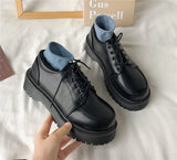 Darianrojas Brown Vintage Platform Shoes Oxford Shoes Women Comfortable Lace Up Platform Oxford Loafers Casual College Student Shoes