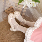 Darianrojas Spring Women Pumps  Plus Size 22-26.5cm Rhinestone Lace Bow Ankle Strap Lolita Shoes Cute Mary Jane Shoes Platform Shoes