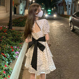 Dresses Women Back-bow Design Summer Vintage Romantic Casual Slim All-match Birthday Party Feminine Tunic Streetwear Vestidos