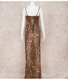Sexy Spaghetti Strap Leopard Long Sundress Maxi Dress Summer Clothing For Women Club Party Dresses Evening Beach Wear A1224