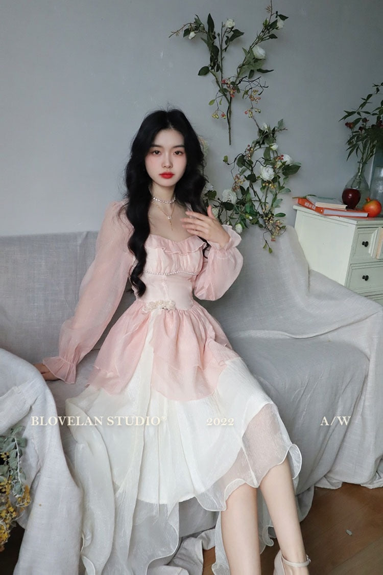 Elegant Fairy Women Dress Vintage Party Princess Kawaii Lolita Sweet High Quality Ladies Dresses New Korean Fashion  Spring