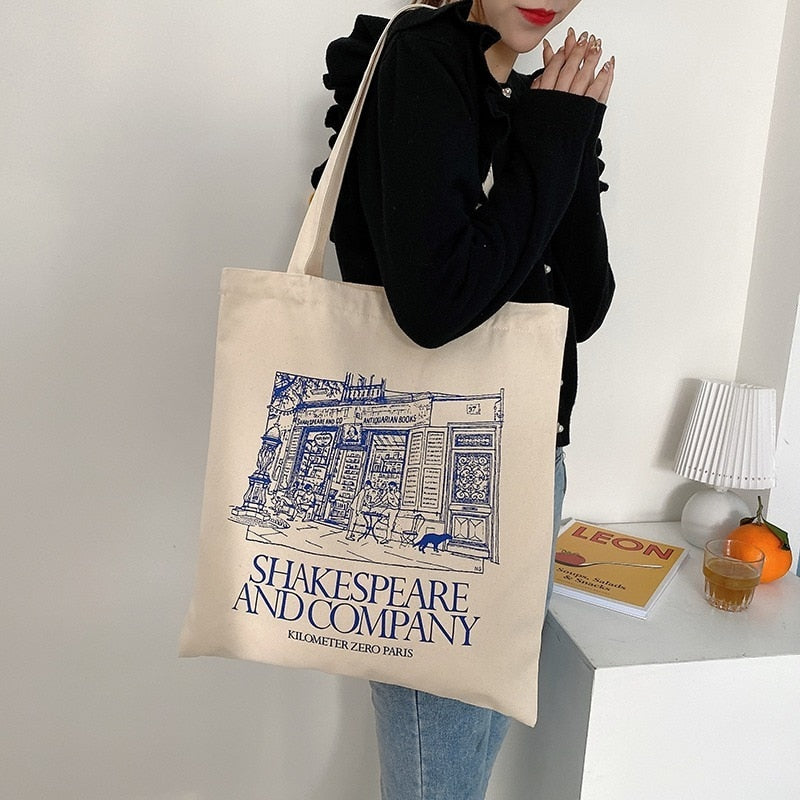 Darianrojas Women Canvas Shopping Bag Notting Hill Books Bag Female Cotton Cloth Shoulder Bag Eco Handbag Tote Reusable Grocery Shopper Bags