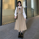Spring and Autumn Long Sleeved Dress Women's Dress New French Retro Temperament Waist Skirt Fashion Casual Two-piece Dress