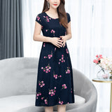 New Fashion Casual Loose Summer Dress For Women Plus Size Clothes Print Elegant O-neck Short Sleeve Natural Woman Clothing