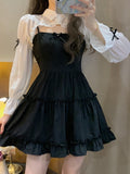 Darianrojas Japanese Sweet Lolita Princess Dress Women Bow Ruffles Black Kawai Party Mini Dresses Female Korean Fashion Vestidos Autumn