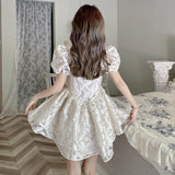 Fairy Princess Elegant Women Dress Short Sleeve Vintage Lolita Kawaii New Korean Fashion Y2K Girls Sweet Mini Summer Dress