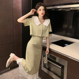 Office Lady Dress Women 2 Piece Set Elegant Shirts Tops Vintage Skirt Casual Female Summer Suits Outfits New Korean Fashion