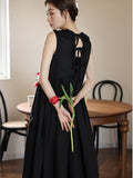 Women's Summer Dress  O-Neck Solid Sleeveless Robe Streetwear Women Clothing Black Dress LOOSE Fashion Formal Dresses