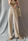 Women Pants  Spring Summer Ice Silk Wide Leg Pants High Waist Casual Female Slim Loose Straight Black Trousers