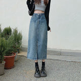 Open Half Denim Skirt Women  Summer New Y2k High Waist Long Skirt Female Package Hip Skirt Jean Skirts Long Tyle Harajuku