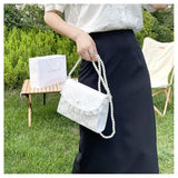 Darianrojas Retro Crossbody Bags for Women Vintage Lace Pearl Chain Ladies Small Square Shoulder Bag Female Clutch Purse Handbags Messenger