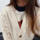 S-2XL Women Casual Tay Red Star Beige Lor Loose Embroidered Knitted Cardigan Warm Swif T Button Long Sleeves Sweater Cardigans