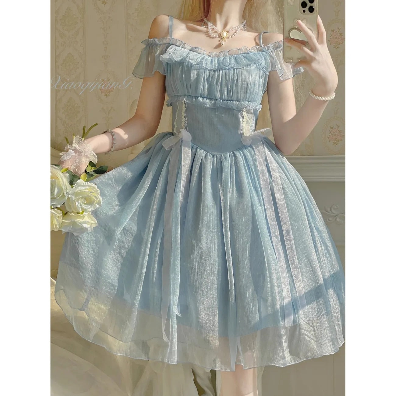 Darianrojas New Lolita Daily Wear Princess Jsk Dress Short Sweet Tea Party Lolita Fashion Chiffon Gothic Sweet Girls Evening Dress