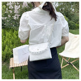 Darianrojas Retro Crossbody Bags for Women Vintage Lace Pearl Chain Ladies Small Square Shoulder Bag Female Clutch Purse Handbags Messenger