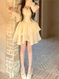 Lolita Sweet Y2k Mini Dress Woman Pink Kawaii Long Sleeve Dress Party  Summer Elegant One Piece Dress Korean Fashion Chic