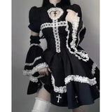 Darianrojas Harajuku Maid Kawaii Lolita Dress Women Costumes Hollow Out Aesthetic Cosplay Lace Trim Y2k Clothes Anime Dresses Woman