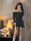 Darianrojas Bodycon Wrap Sexy Dress Women Korean Style Design Kawaii Ruffles Lolita Short Dresses Lace Robe Female Autumn
