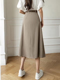 High Waist Casual Women New Arrival  Fashion Korean Style Solid Color All-match Ladies Elegant A-line Long Skirt W1082