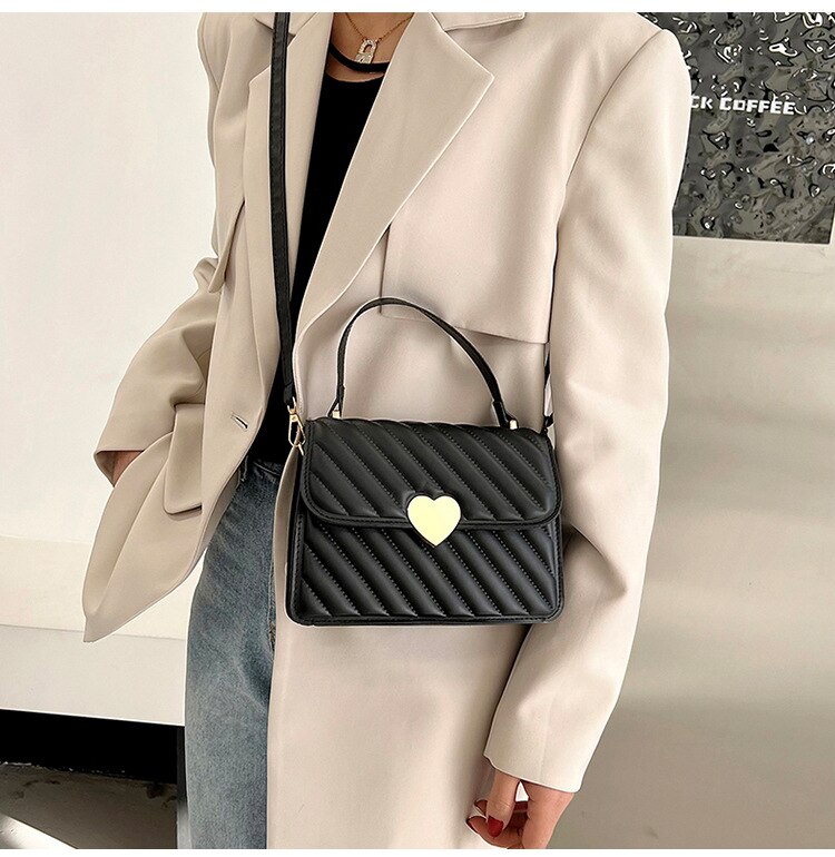 Darianrojas Embroidery Thread Quilted Crossbody Bag for Women Luxury Designer PU Leather Tote Bags Lady Retro Shoulder Handbag