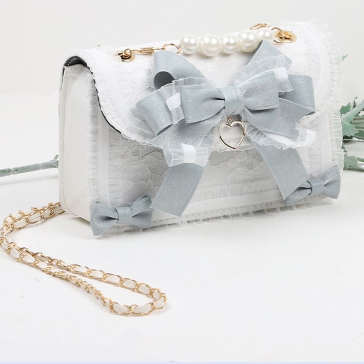 Darianrojas Lolita Bow Lace Shoulder Bag for Girl Pearl Jk Kawaii New Trend Purse Japan Style Gentle Female Designer Crossbody Bag